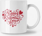 Mok met Opdruk - Happy Valentijnsdag - Keramische Koffie- en Theemok - Vaatwasserbestendig