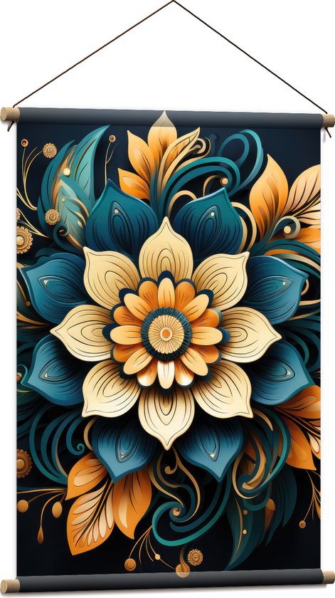 Textielposter - Bloemen - Mandala - Kleuren - 60x90 cm Foto op Textiel