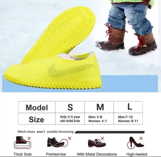 biped 1 paar waterdichte schoenovertrekken - siliconenovertrekken voor veel schoenen - antislip overschoenen tegen regen en modder z2924(black,XL=43-46