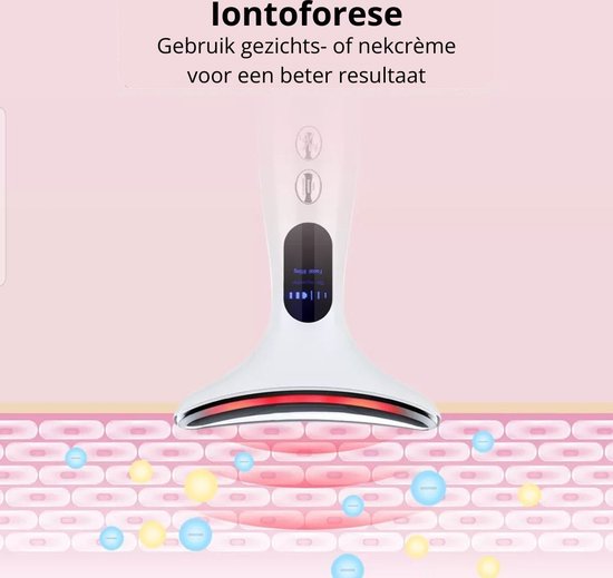 EVERFUZE - Appareil Lifting - Nettoyant Visage Acné/Comédons - Appareil de Rajeunissement de la Peau Lampe LED - Anti Rides - Chaleur - Wit - Massage Électrique