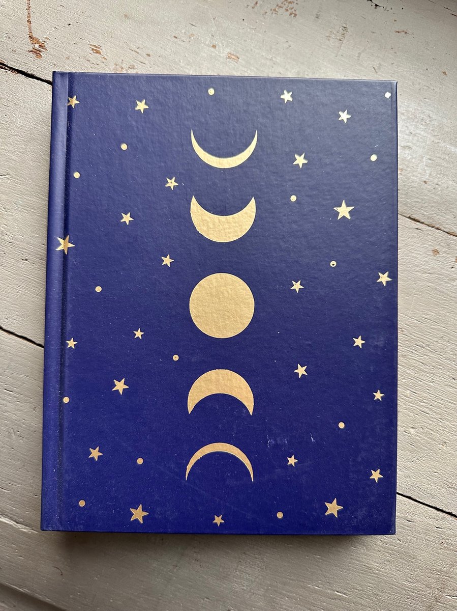 Notitieboek maanfasen & sterren donkerblauw