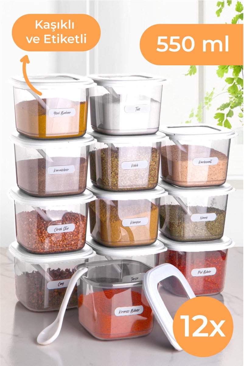 Asir - Opslagbox set (12 stuks) - Wit - 10 x 9,5 x 10