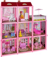 Villa Doll Playhouse avec 8 chambres et terrasse - avec Meubilair et Pop