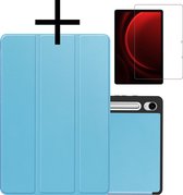 Hoesje Geschikt voor Samsung Galaxy Tab S9 FE Hoesje Case Hard Cover Hoes Book Case Met Uitsparing Geschikt voor S Pen Met Screenprotector - Lichtblauw