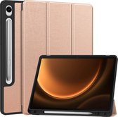 Hoes Geschikt voor Samsung Galaxy Tab S9 FE Hoes Luxe Hoesje Case Met Uitsparing Geschikt voor S Pen - Hoesje Geschikt voor Samsung Tab S9 FE Hoes Cover - Rosé goud