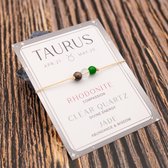 Bracelet Bixorp Taureau / Taurus Signe du Zodiaque - Bracelet cadeau avec Perles de pierres précieuses - Rhodonite, cristal de roche et jade