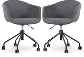 Nolon Nout-Otis Bureaustoelen Set van 2 Donkergrijs - met Armleuning - Stof - Zwart Onderstel - Wieltjes