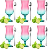 Glas voor Alcoholische Cocktails - Longdrinkglazen - Cocktailglazen - Drinkglazen - Partyglazen - Inclusief Lepels - 420 ml - Set van 6