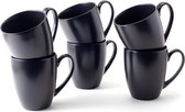 Set de 6 tasses à café – Céramique Massief de haute qualité, Groot poignée – Grandes tasses, Zwart