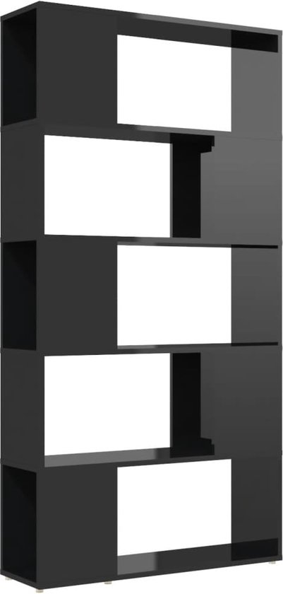 vidaXL-Boekenkast/kamerscherm-80x24x155-cm-spaanplaat-hoogglans-zwart