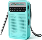Radio en cas de catastrophe à piles - Fonctionne avec des Piles AA - Avec clip de fixation - AM/ FM - Blauw - Compact - Facile à transporter - Radio d'urgence - Kit d'urgence