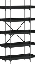 vidaXL-Boekenkast-5-laags-100x33x180,5-cm-bewerkt-hout-zwart