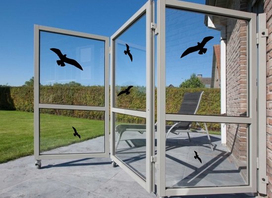 Vogelbescherming raam-, windschermsticker set 6 vogels kleur Zwart