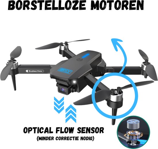 SefSay E88 Max Drone - Drone met dubbele HD camera - Borstelloze motoren - 3 batterijen en een opbergtas - Geschikt voor kinderen en volwassenen