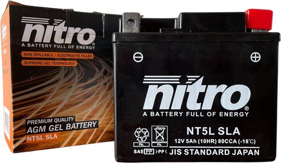 Batterie gel NITRO - 12V 5Ah- pour scooters 2T/4T - sans entretien - YTC5L-  BS | bol