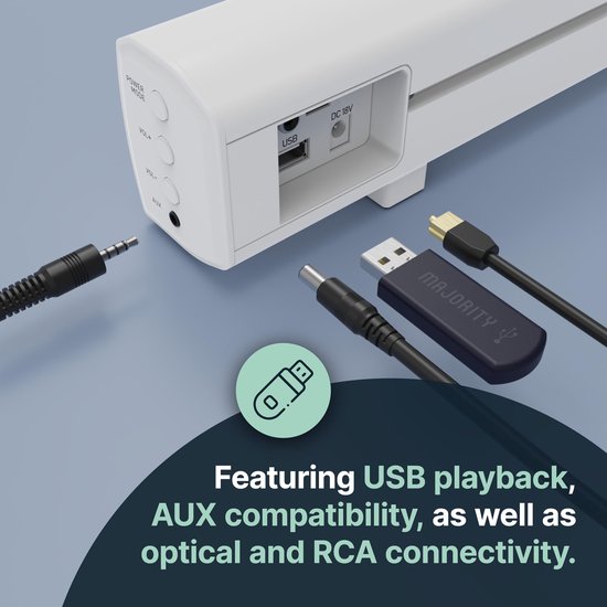 Majority Bowfell Barra de Sonido para TV con Bluetooth, RCA, USB, Opt