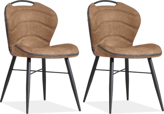 MX Sofa Eetkamerstoel Talent luxor kleur: Cognac (set van 2 stoelen)
