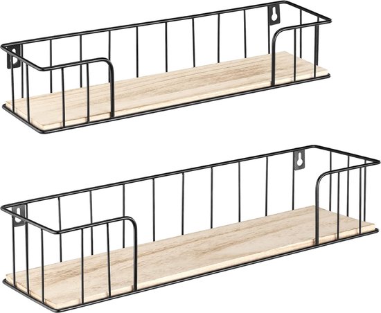 Giftgarden 60 cm lang wandrek hout, bruin, klein zwevend rek, fotolijst voor woonkamer, keuken, kinderkamer, slaapkamer of kantoor, 5 stuks met verschillende maten