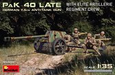 1:35 MiniArt 35409 German 7,5cm Anti-Tank Gun Pak 40 Late - w/Elite Artillerie Regiment crew Plastic Modelbouwpakket