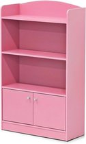 Magazijn/boekenkast met speelgoedkast voor kinderen, hout, roze, 24 x 24 x 97,99 cm