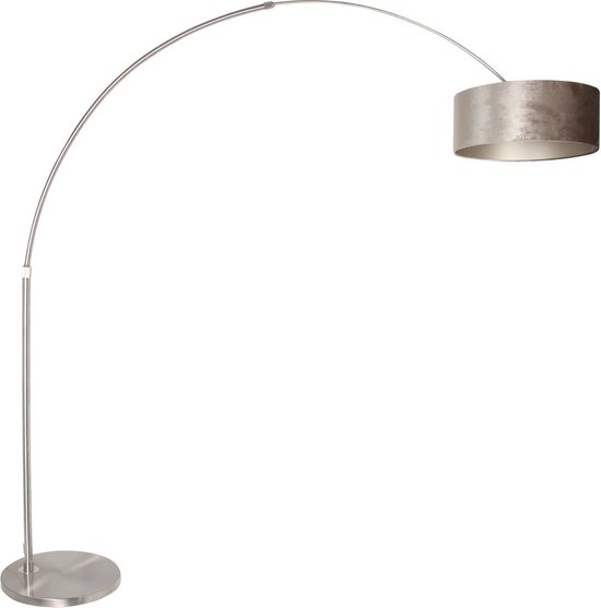 Lampadaire Steinhauer Sparkled - lampe à arc - hauteur 230 cm - réglable - acier avec abat-jour argenté