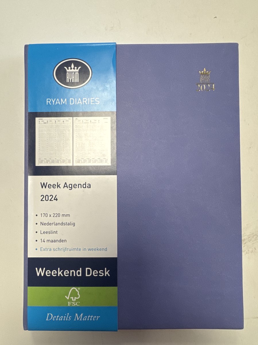 Agenda 2024 Ryam Weekend Desk Lazio 7dagen/2pagina's assorti