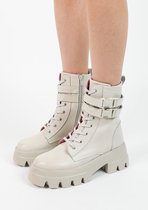 Sacha - Dames - Off white leren veterboots - Maat 42