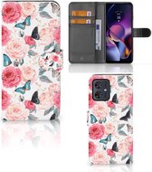 Smartphone Hoesje Geschikt voor Motorola Moto G54 Flipcase Cadeautjes voor Moederdag Butterfly Roses