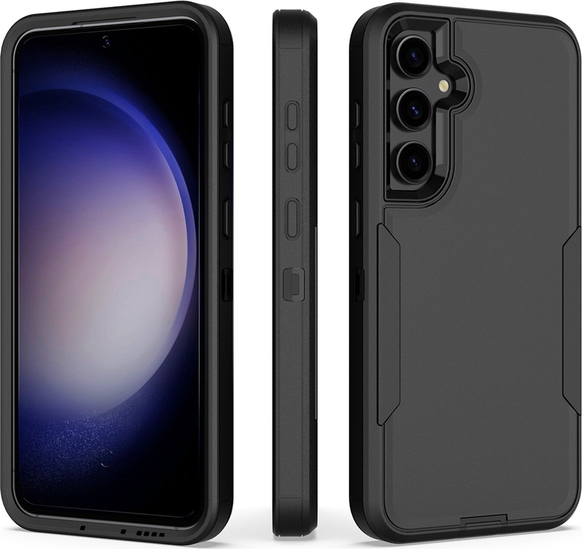 Mobigear Hoesje geschikt voor Samsung Galaxy S23 FE Telefoonhoesje Hardcase | Mobigear Ultra Tough Backcover Shockproof | Schokbestendig Galaxy S23 FE Telefoonhoesje | Anti Shock Proof - Zwart