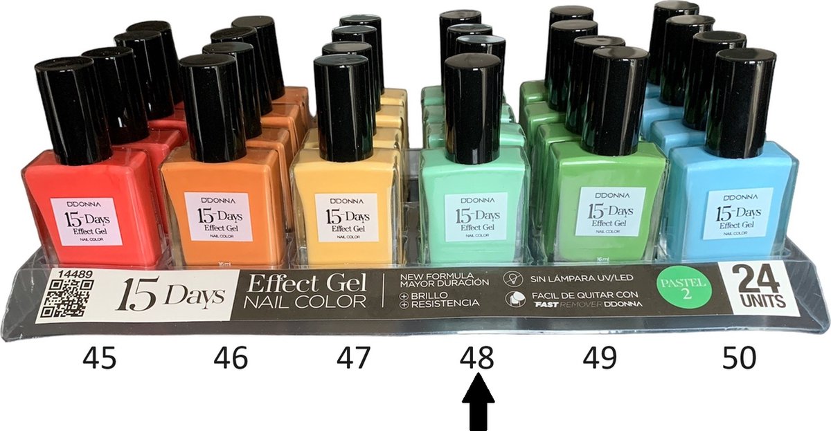 Goedkoopste D'Donna - 15-Days Effect Gel Nagellak PASTEL 2 - Warm Licht Groen - 1 Flesje met 16 ml. inhoud - Nummer 48
