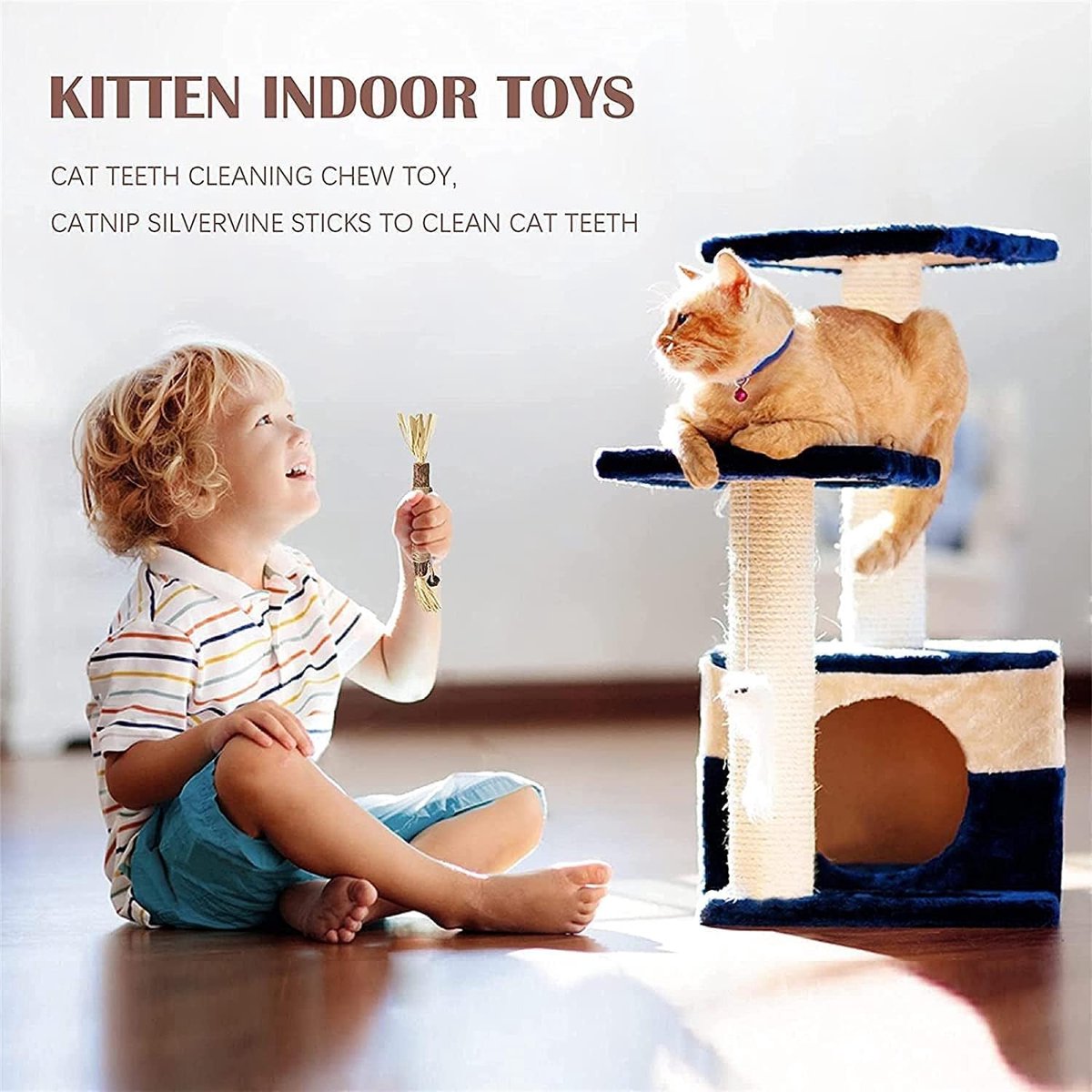 ZDQC 6 Stuks Kattenkauwstokken – Matatabi Sticks Met Bel – Natuurlijke Tandreiniging & Speelplezier – Bevat Kattenkruid En Insectengal – Voor Een Gezonde Mond En Blijer Humeur