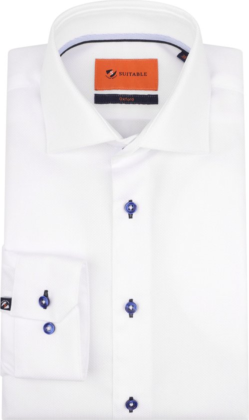 Suitable - Overhemd Roy Oxford Wit - Heren - Maat 42 - Slim-fit