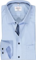 MARVELIS modern fit overhemd - structuur - lichtblauw - Strijkvrij - Boordmaat: 45