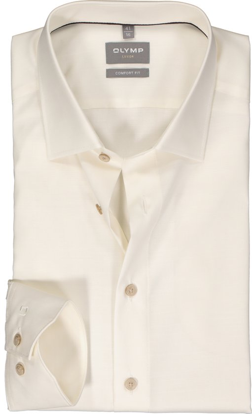 OLYMP comfort fit overhemd - structuur - beige - Strijkvrij - Boordmaat: 48