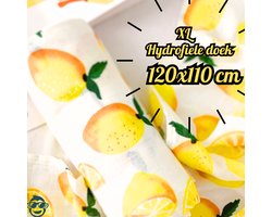 BoefieBoef Grote XL Hydrofiele Doek - Citroen Geel - Duurzaam Eco Bamboe - Kerst en KraamCadeau - Swaddle, Inbakerdoek, Hydrofiele Luier & Babydeken -Wit