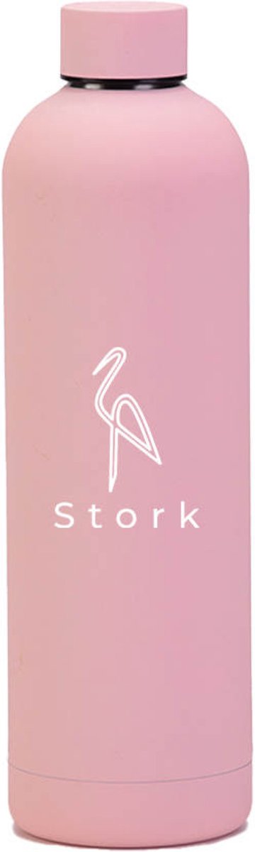Stork Thermosfles 1000 ml roze Design - Luxe - Thermo - Travel - RVS - Stijlvol - drinkfles - mat - Thee - Koffie - Water - fles - waterfles