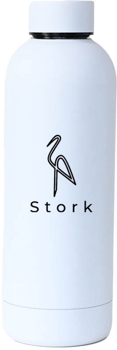 Stork Thermosfles 500 ml wit Design - Luxe - Thermo - Travel - RVS - Stijlvol - drinkfles - mat - Thee - Koffie - Water - fles - waterfles