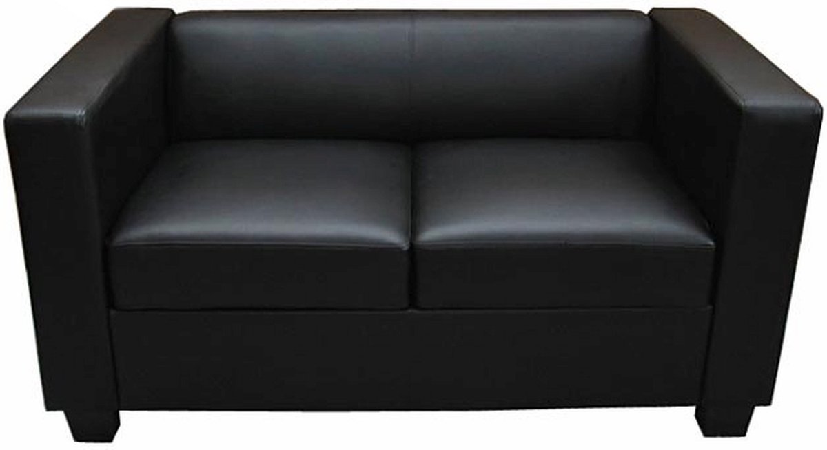 2-zits bank loungebank Lille ~ kunstleder, zwart