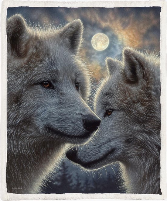 Couverture Polaire Loups 150*200cm Moonlight Mates