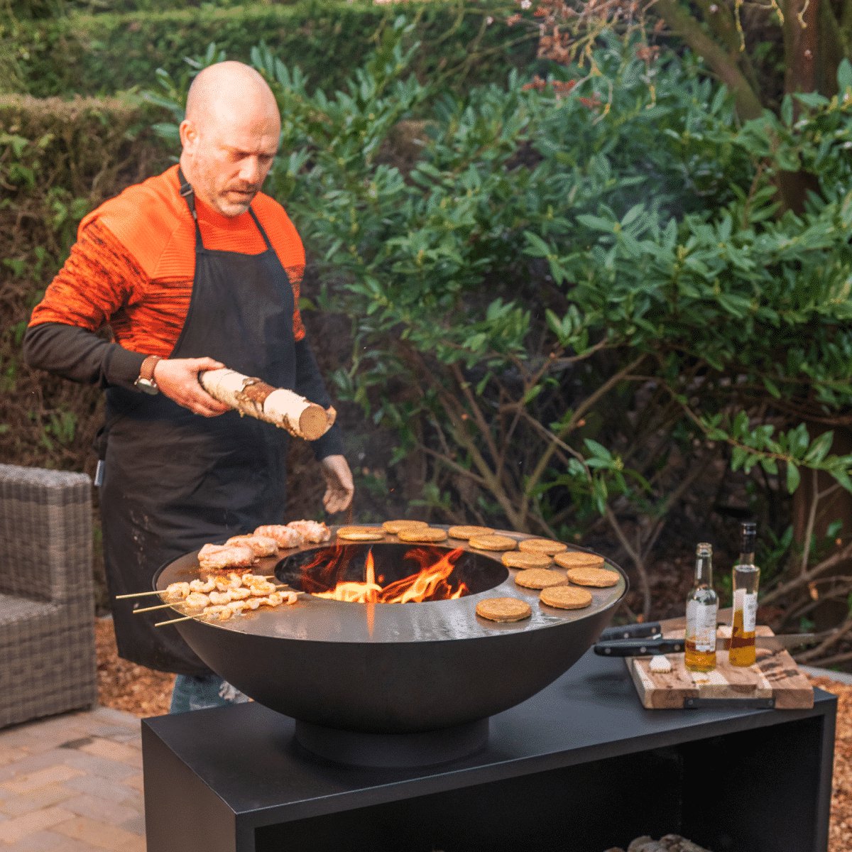 RedFire Onyx Fire Bowl BBQ with Log Store - Ø 80 cm - Black