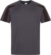 Just Cool Vegan Unisex T-shirt 'Contrast' met korte mouwen Charcoal/Black - L