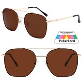 Fako Sunglasses® - Zonnebril Vierkant - Polariserend - Polarized Zonnebril - Heren Zonnebril - Dames Zonnebril - Model Tom - Goud - Bruin