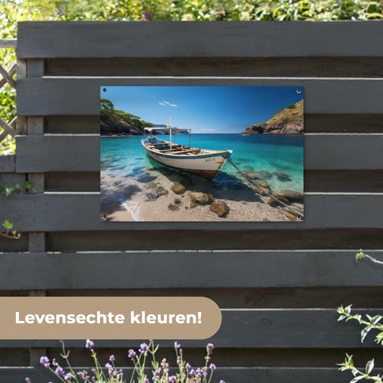 Affiche de jardin bateau - Décoration de jardin - 90x60 cm - Toile de jardin - Décoration maritime - Décoration murale pour extérieur - Affiche de clôture maritime - Tableaux de jardin - Décoration murale de jardin - Posters de jardin..