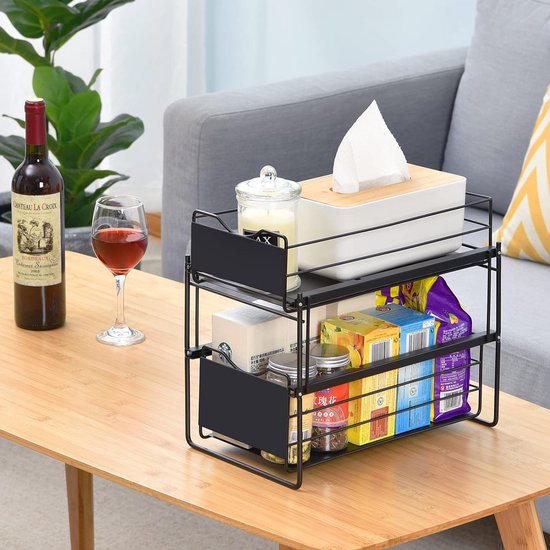 Onder wastafel Organizer, 2 Pack Bukfen Trek Kast Organizer 2-Tier Slide Out Schuifplank Onder Kast Opslag Multi-Gebruik voor Onder Keuken Badkamer Sink Organisatoren en Opslag