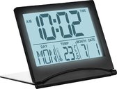 MMOBIEL Klok numérique LCD Réveil de voyage pliable avec rétroéclairage - Klok de bureau Wekker numérique avec température et date - Wekker numérique - Klok numérique sur piles incluses - Zwart