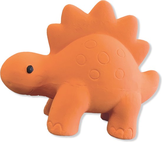 SES - Tiny Talents - Dino Badspeelgoed - 100% natuurlijk rubber - zacht en veilig - badspeelgoed jongen - Stegosaurus Badspeeltjes - Oranje van SES — afbeelding 4