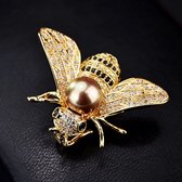 Elegante Bijenbroche - Elegant Design met Kristallen Rhinestones en Parelaccenten