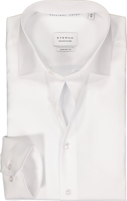 ETERNA comfort fit overhemd - popeline - wit - Strijkvrij - Boordmaat: 45