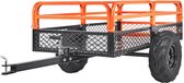 zware zitmaaier kipwagen met 680 kg laadvermogen, trekhaak met kantelbare laadruimte, aanhanger met opklapbare zijwanden, oranje ATV UTV kipwagen aanhanger