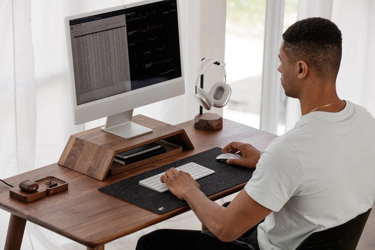 Oakywood Felt & Cork Desk Mat Anthracite - Medium 30 x 62 cm - Luxe Bureau Onderlegger van Wolvilt & Kurk — cadeau in Wonen & Interieur - foto 5